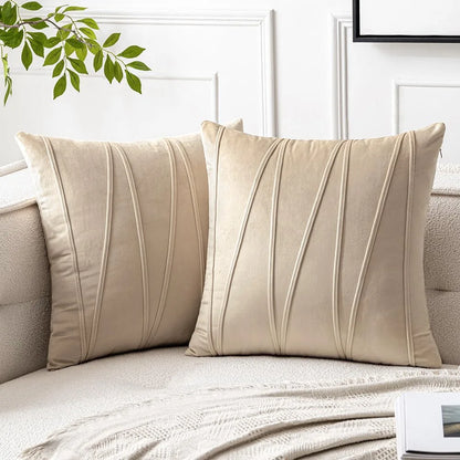 Velvet Wavy Line Cushion Cover Minimalist Textured Sofa Pillow Cover Home Decor