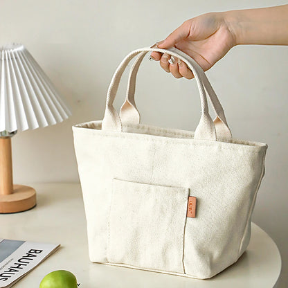 Canvas Insulated Lunch Bag with Zipper Portable Picnic Travel Storage Home Decor