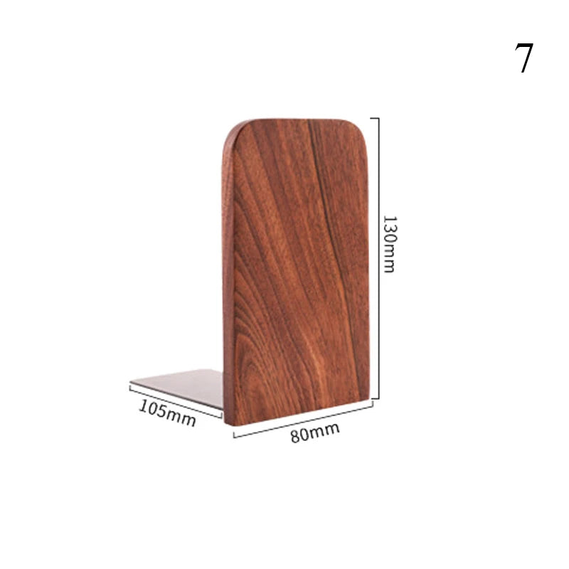 Natural Wood Bookends Desktop Bookshelf Decor Office Home
