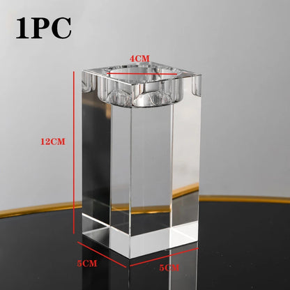 Crystal Glass Tea Light Candle Holder Set Romantic Dining Decor