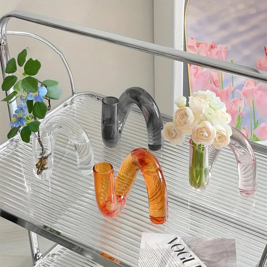 Nordic Irregular Glass Vase Coloured Transparent Centrepiece Home Decor