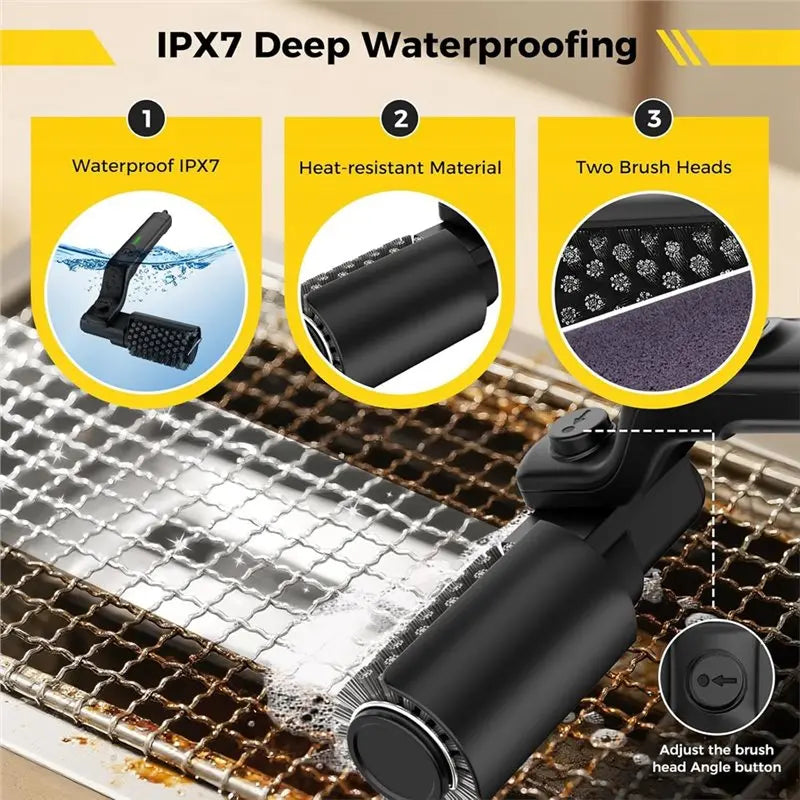 Electric Rotary BBQ Grill Cleaner Brush Wireless Stainless Steel Outdoor