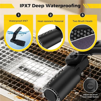 Electric Rotary BBQ Grill Cleaner Brush Wireless Stainless Steel Outdoor