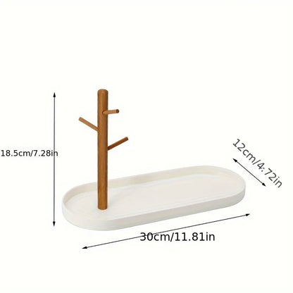 3-Tier Wooden Key Tray Entryway Organiser Ring Jewellery Dish Home Decor