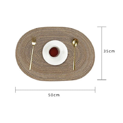 Oval Woven Placemat Set Natural Braided Dining Table Mat