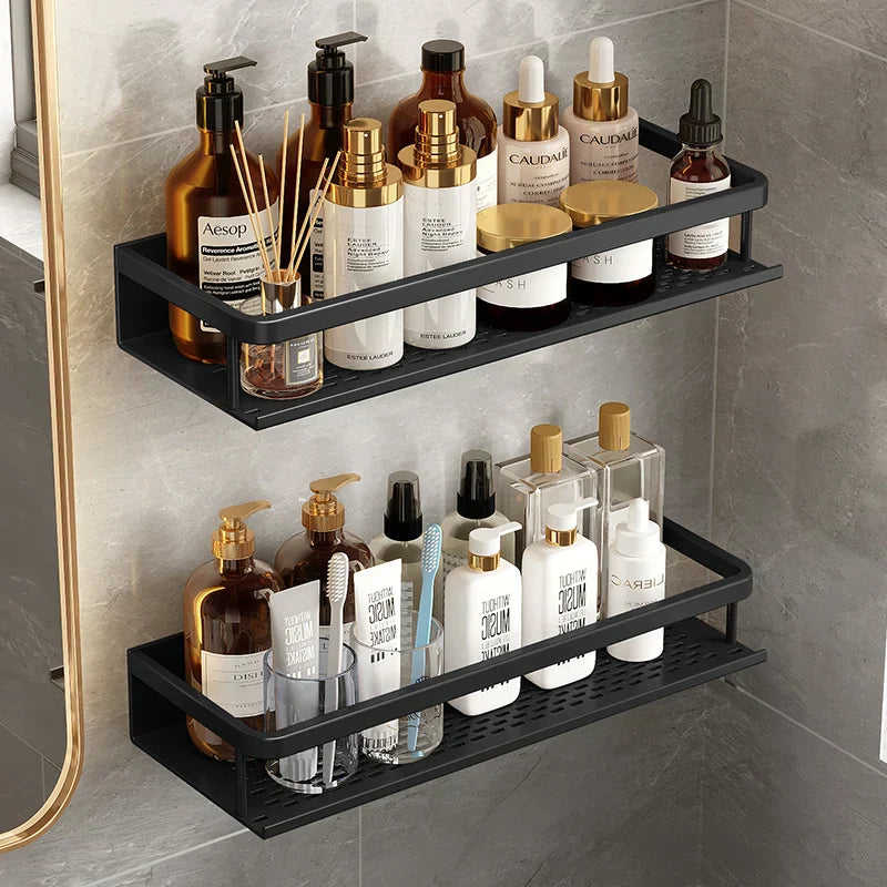 Black Shower Shelf Caddy Modern Bathroom Organiser Home Decor