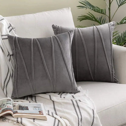 Velvet Wavy Line Cushion Cover Minimalist Textured Sofa Pillow Cover Home Decor