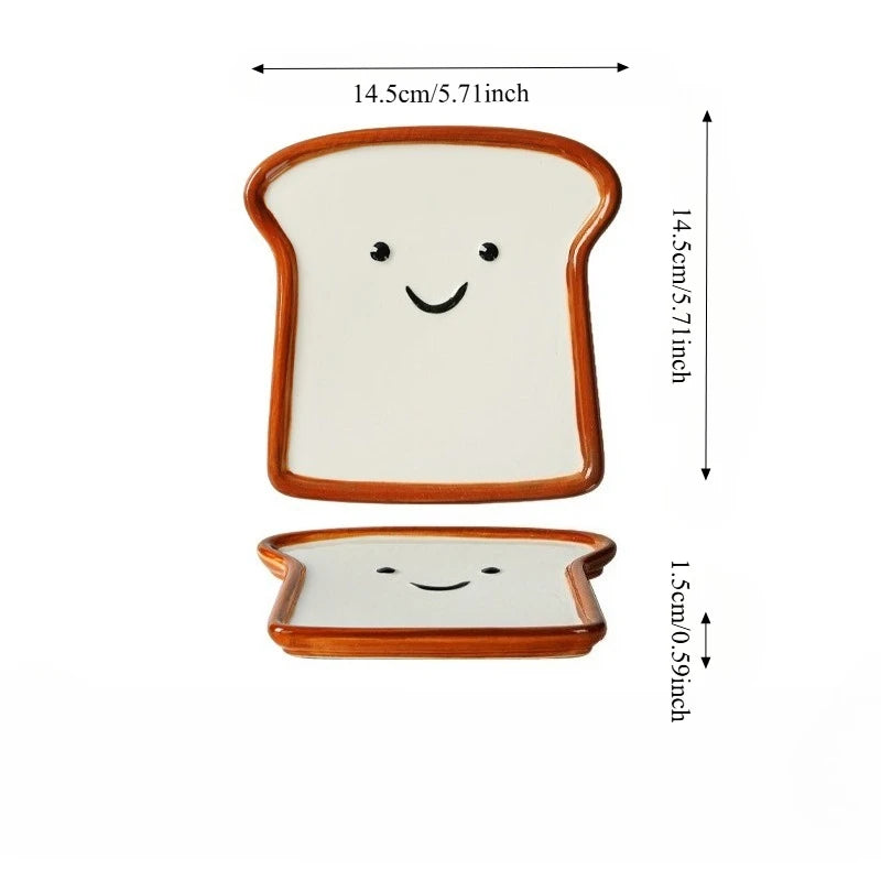 Toast Shaped Ceramic Seasoning Dish Cute Snack Plate Sushi
