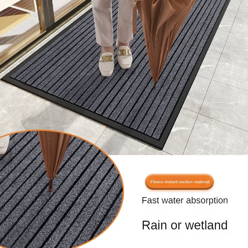Heavy-Duty PVC Striped Door Mat Anti-Slip Outdoor Entrance Home Decor