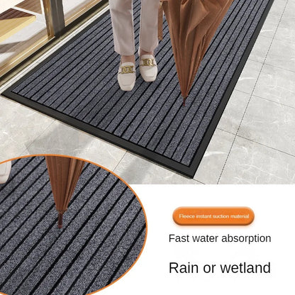 Heavy-Duty PVC Striped Door Mat Anti-Slip Outdoor Entrance Home Decor