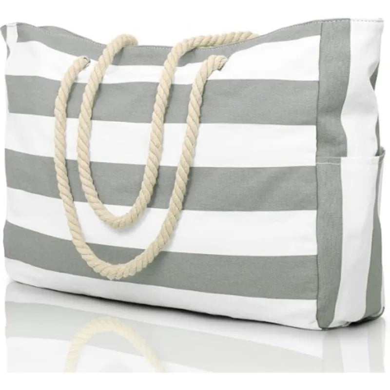 Waterproof Sand Proof Beach Bag Foldable Large Tote Striped Shoulder
