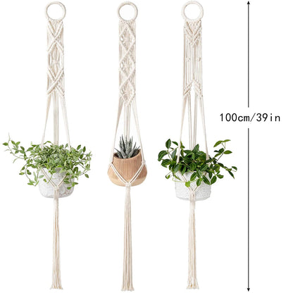 Boho Macrame Plant Hanger Set of 3 Indoor Outdoor Wall Hanging Planter Home Decor