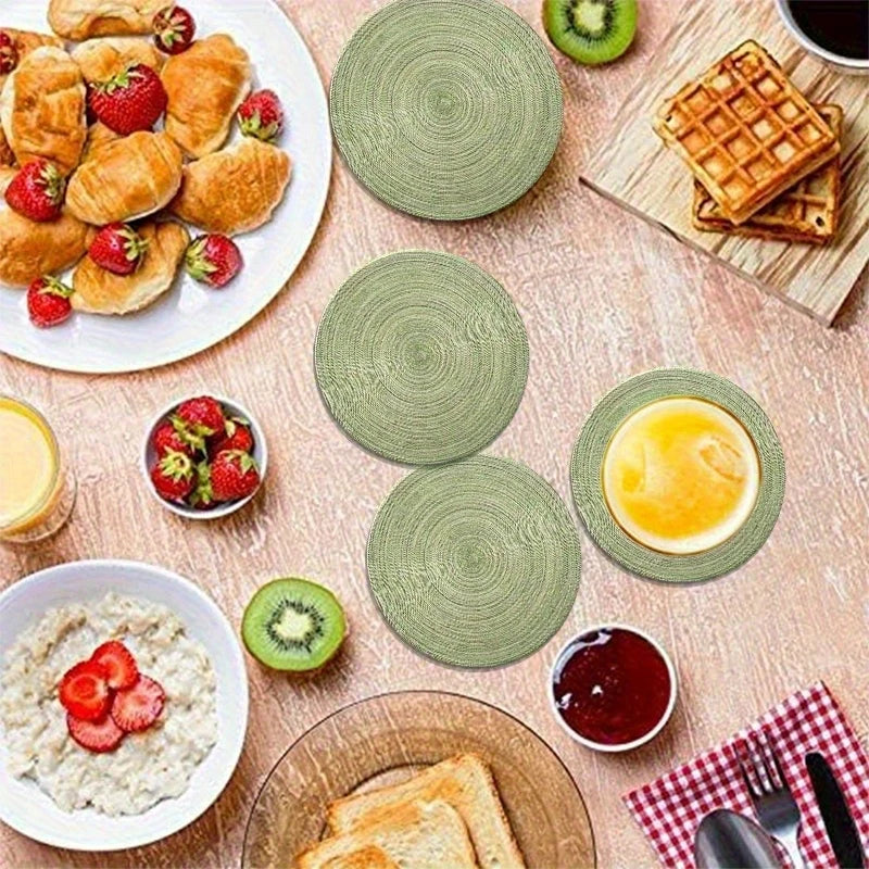 Round Wooden Coaster Set of 6 Retro Natural Wood Table Decor