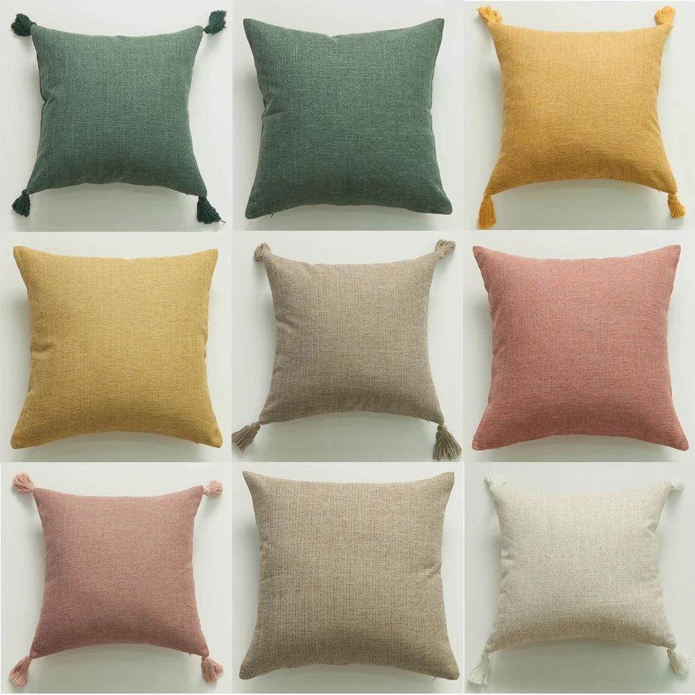 Linen Sofa Throw Pillow Cover Soft Neutral Cushion Cover Living Room