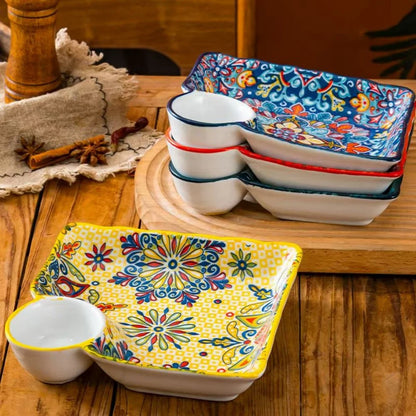 Bohemian Dumpling Plate Ceramic Segmented Breakfast Dish