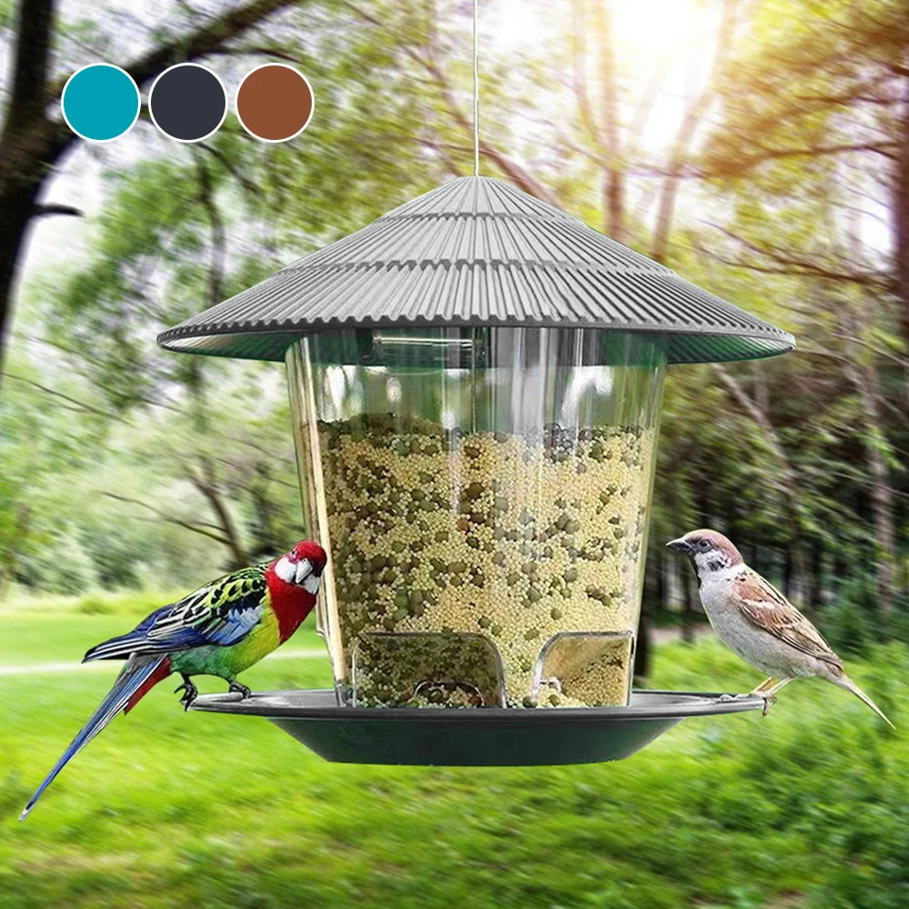 Hanging Bird Feeder Automatic Outdoor Garden Seed Dispenser Weather Resistant