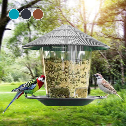 Hanging Bird Feeder Automatic Outdoor Garden Seed Dispenser Weather Resistant