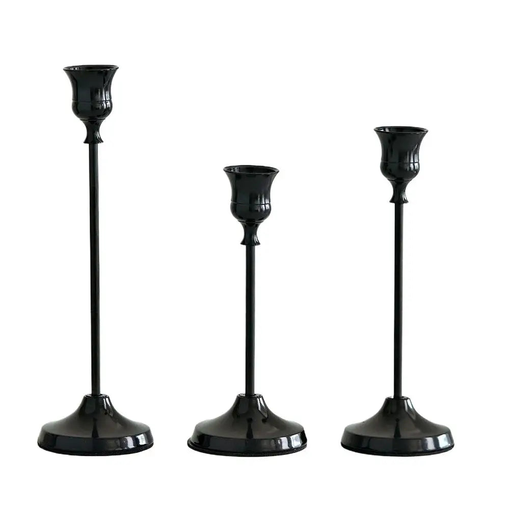 Vintage Metal Taper Candle Holder Set of 3 Elegant Home Decor