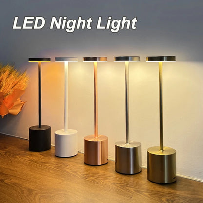 Nordic Alloy Cordless Table Lamp 3-Colour Touch Dimmable Rechargeable Home Decor