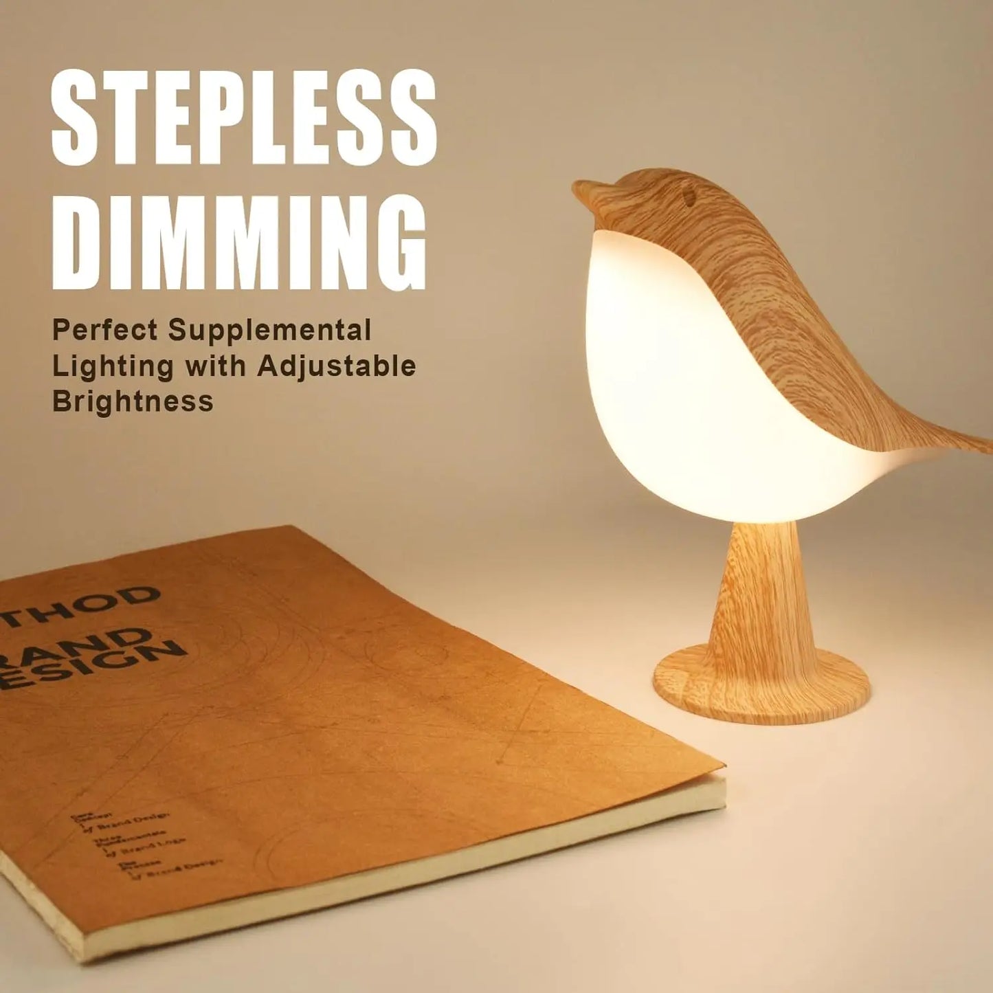 LED Touch-Control Bird Table Lamp Rechargeable USB Cordless Dimmable Home Decor