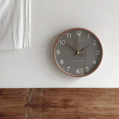 Solid Wood and Glass Silent Wall Clock Nordic Modern Living Room Home Decor