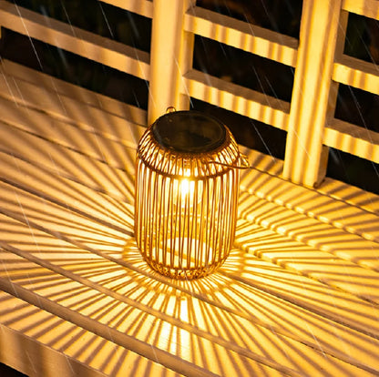 Boho Rattan Solar Lantern Outdoor Hanging Waterproof Garden Patio Light