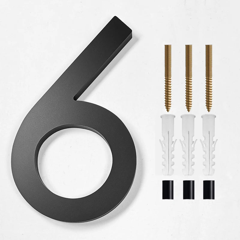 Modern Floating House Number Sign Black Acrylic 12.5 cm (5 inch) Outdoor Door Decor