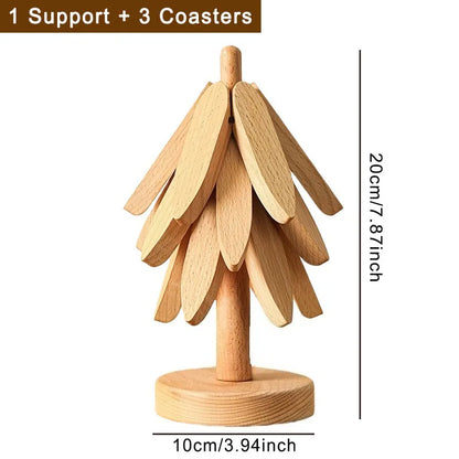 Bamboo Tree Design Trivet Set Heat Resistant Pot Stand Home Decor
