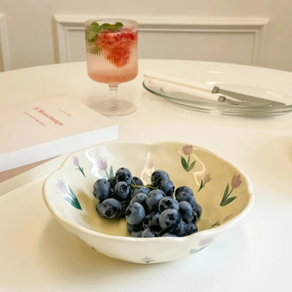 Hand Pinched Irregular Ceramic Bowl Decorative Fruit Salad Bowl Home Decor