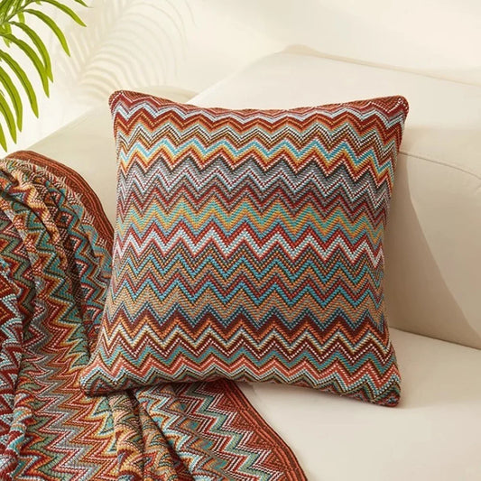 Boho Striped Knitted Cushion Cover Handmade Textured Sofa Pillow Cover Home Decor