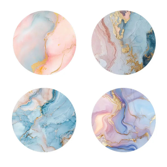 Marble Pattern Printed Coaster Set of 4 Non-Slip Wooden Home Decor