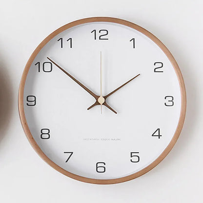 Solid Wood and Glass Silent Wall Clock Nordic Modern Living Room Home Decor