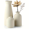 Ceramic Vase Set of 3 Rustic Neutral Flower Vase Shelf Decor