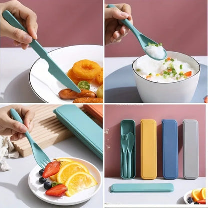 Portable 3-in-1 Cutlery Set Carry Case Travel Picnic Outdoor Entertaining