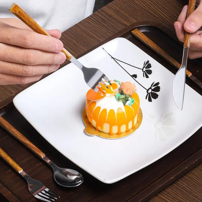Elegant Cutlery Set with Wood Handle Stainless Steel Dining Set Home Decor