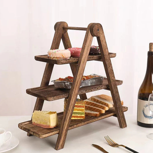 Wooden 3 Tier Tray Cake Stand Farmhouse Tiered Serving Kitchen Decor