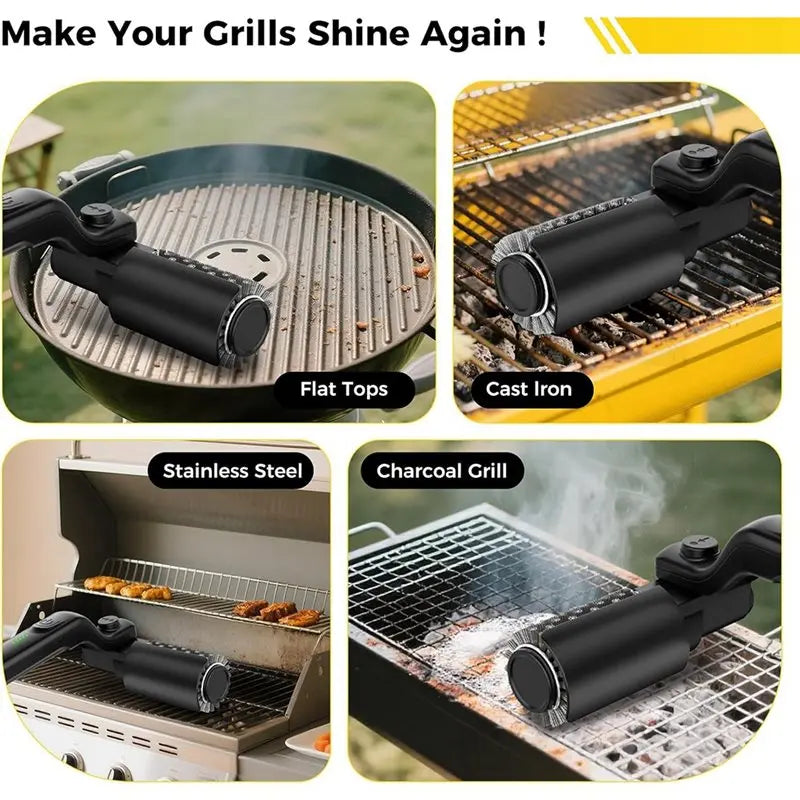 Electric Rotary BBQ Grill Cleaner Brush Wireless Stainless Steel Outdoor