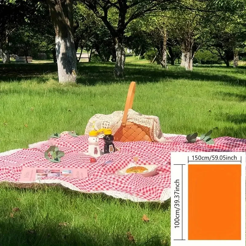 Red Check Canvas Picnic Blanket Waterproof Outdoor Beach Mat Home Decor