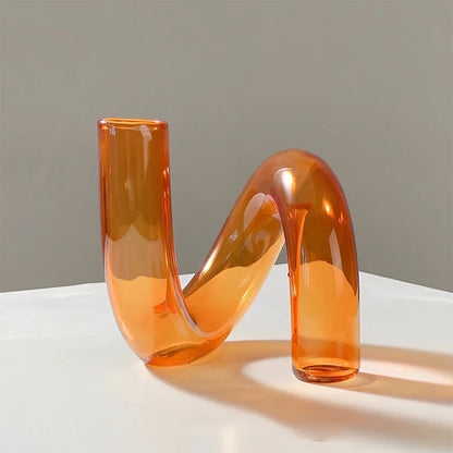 Nordic Irregular Glass Vase Coloured Transparent Centrepiece Home Decor