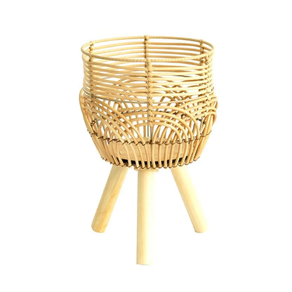 Tall Rattan Plant Stand Woven Bamboo Indoor Floor Standing Planter Home Decor