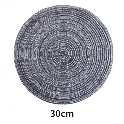 Round Woven Ramie Placemat Set of 6 Anti-Slip Dining Table Mat