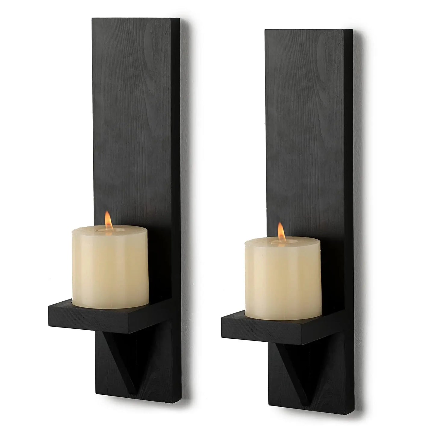 Wooden Wall Candle Sconces Set of 2 Rustic Vintage Wall Mount Decor