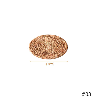 Natural Rattan Coaster Handwoven Boho Table Decor Home Accessories
