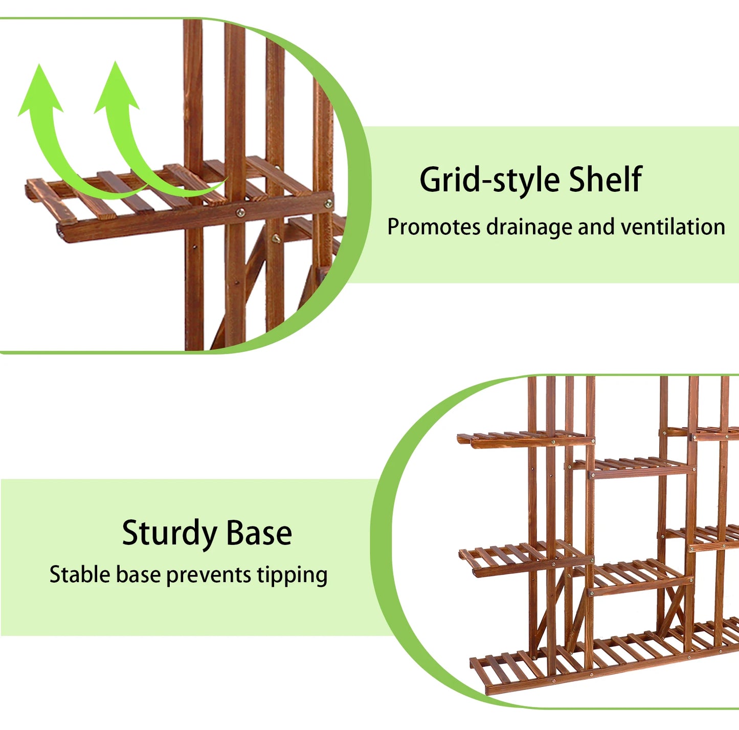 Wooden Plant Shelf Multi Tier Flower Pot Stand Indoor Outdoor Display