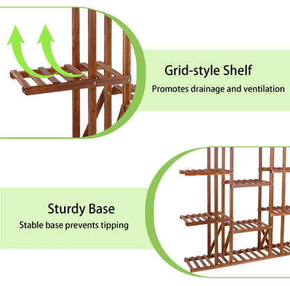 Wooden Plant Shelf Multi Tier Flower Pot Stand Indoor Outdoor Display