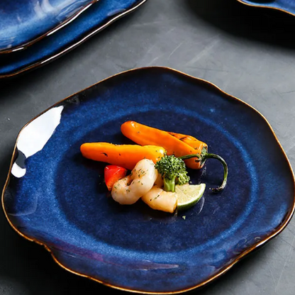 Artisan Kiln Fired Ceramic Plate Set of 4 Handcrafted Dining Decor