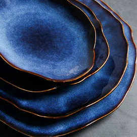 Artisan Kiln Fired Ceramic Plate Set of 4 Handcrafted Dining Decor