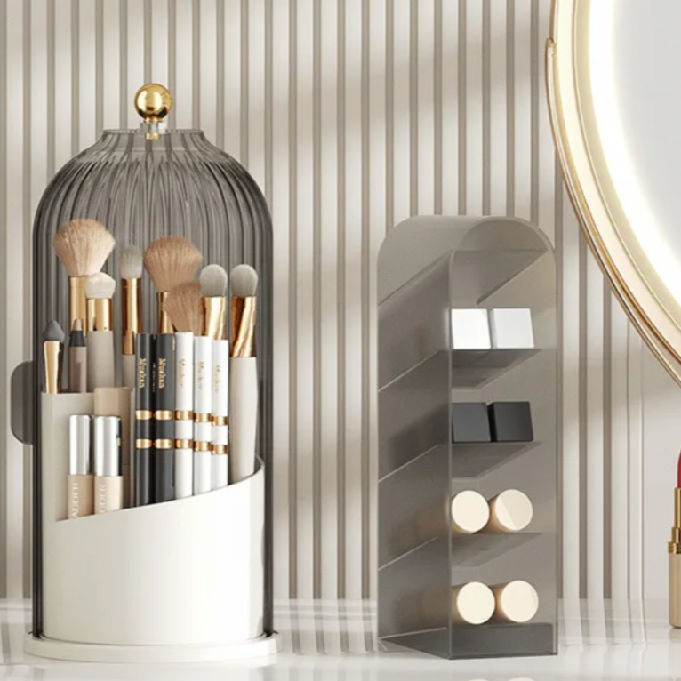 360° Rotating Acrylic Cosmetics Organiser Vanity Bathroom Counter Decor