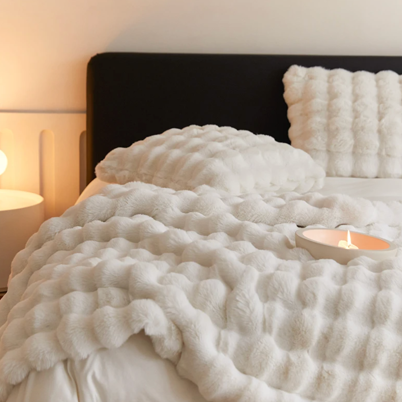 Rabbit Faux Fur Throw Blanket Luxury Plush Sofa Blanket Winter Home Decor