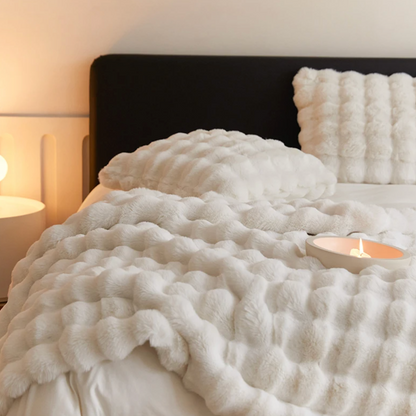 Rabbit Faux Fur Throw Blanket Luxury Plush Sofa Blanket Winter Home Decor